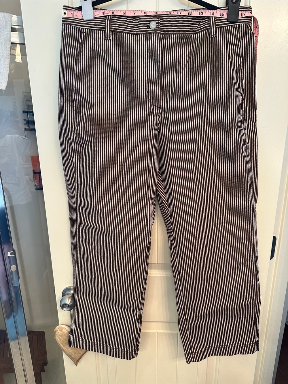 Banana Republic Brown and White Pinstripe Wide Leg Pants